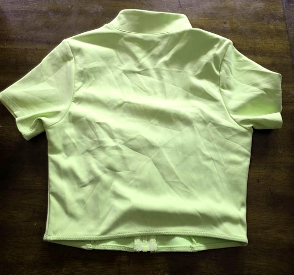 NWOT Good American S Scuba Zip Up BIKINI TOP Lime Green 124824