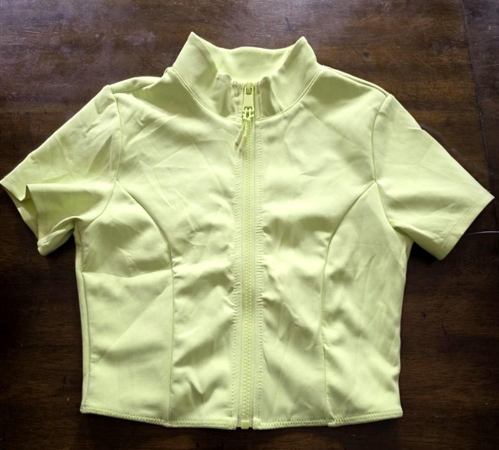 NWOT Good American S Scuba Zip Up BIKINI TOP Lime Green 124824