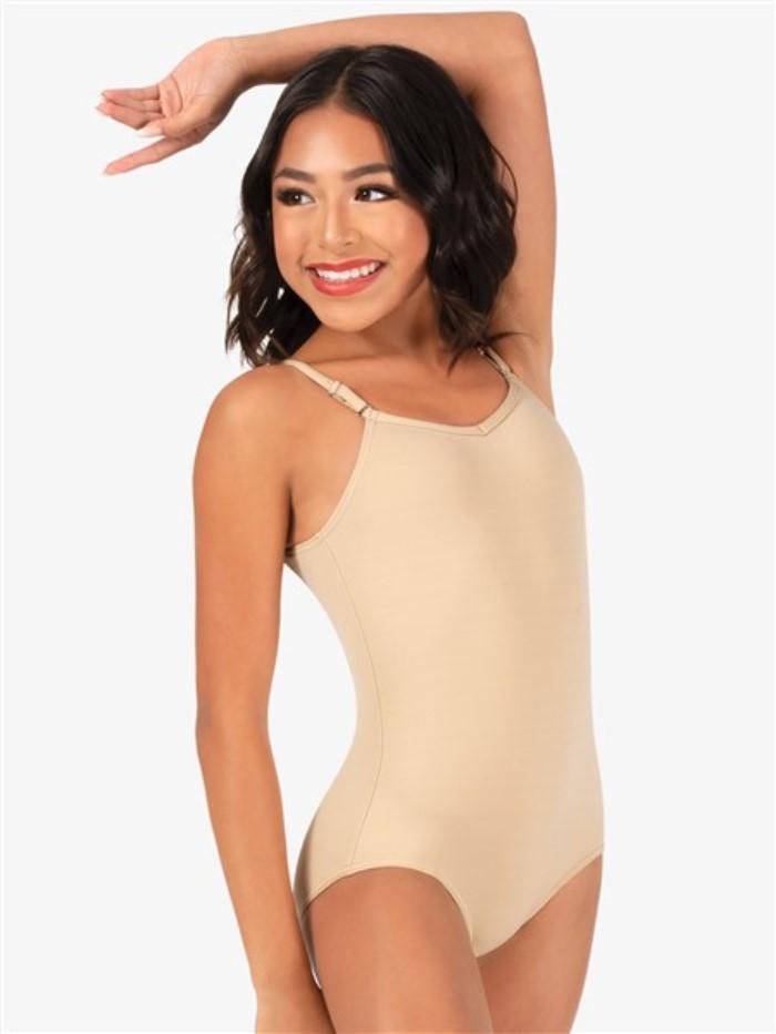 NWT CAPEZIO Adjustable L Cami Leotard for Child Beige TB1420C 124827
