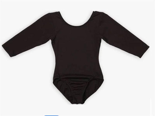 Moret Child Large 3/4 Sleeve Leotard Black Basic Dance Wear 124845
