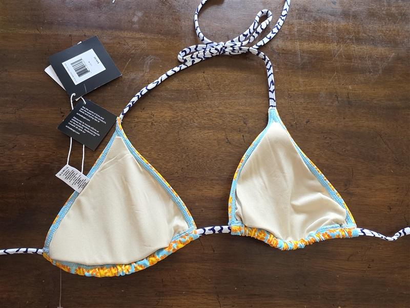 NWT Echo M Yellow orange Flowers Bikini Triangle Top 124847