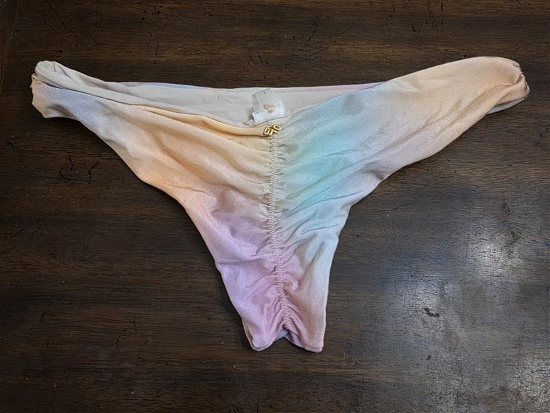 NWT Pilyq PQ L Ombre Rainbow High Cut Teeny Bottom Bikini Swim 124856