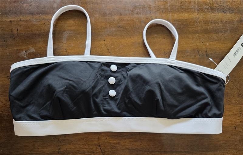 NWT Aqua Swim Black White Bikini Swim Top 124857