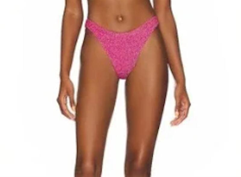 NWT Good American sz 3 or L Hawaiian Pink Sparkle Bikini Bottom 124859