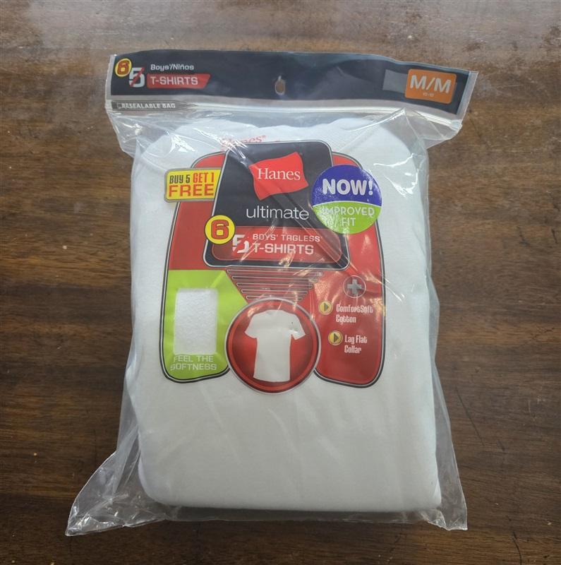 NWT Hanes Ultimate 6 Boys Tagless Undershirt T shirts White 124864