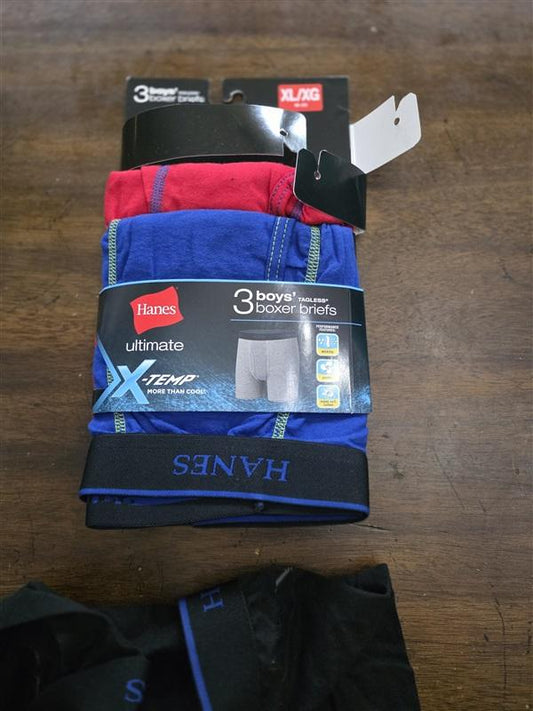 NWTD Hanes XL Boy's X-Temp 3pr Boxer Briefs Underwear Tagless 124871