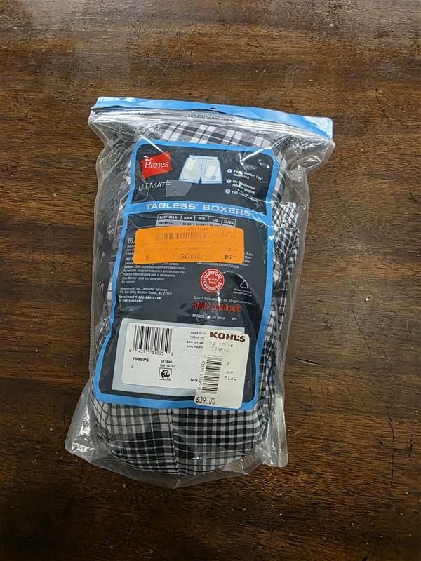 NWTD Hanes L Ultimate 5pr Plaid Boxer Underwear Tagless 124876