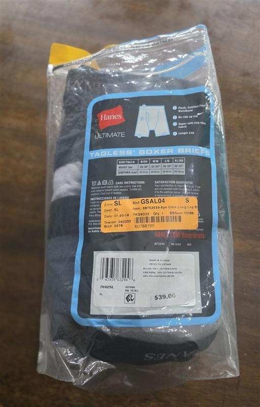 NWTD Hanes M Ultimate 6 pr Boxer Briefs Underwear Tagless 124879