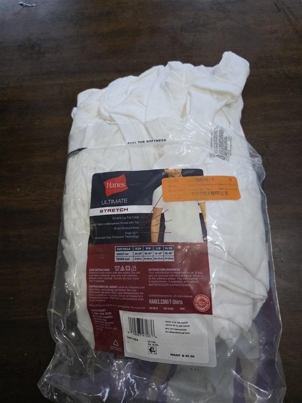NWTD Hanes L Ultimate Stretch Tagless 4 Pack T shirts Undershirt White 124883