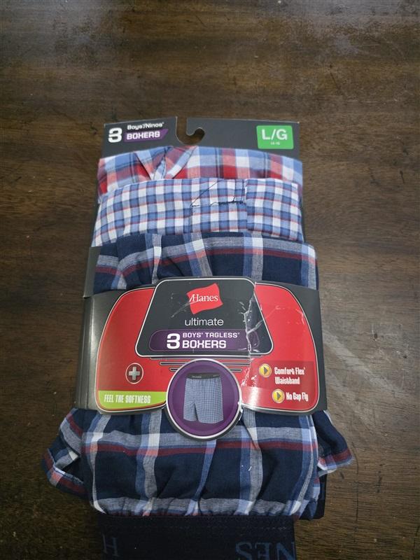 NWTD Hanes L Boy's Ultimate 3pr Boxer Underwear Tagless 124884