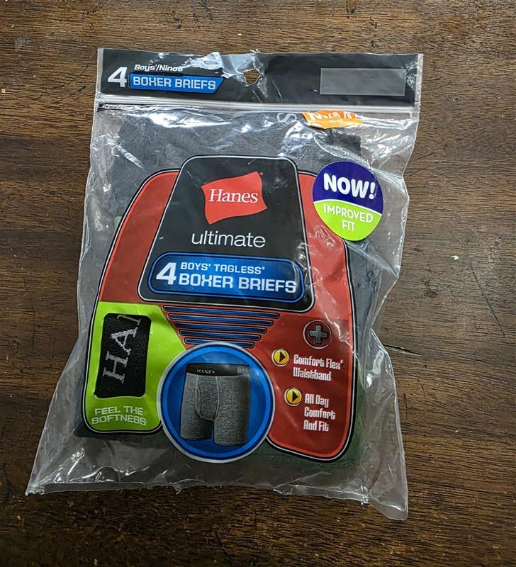 NWTD Hanes M Boy's Ultimate 4pr Boxer Briefs Underwear Tagless 124889