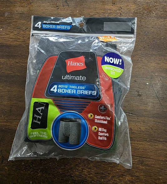 NWTD Hanes M Boy's Ultimate 4pr Boxer Briefs Underwear Tagless 124889