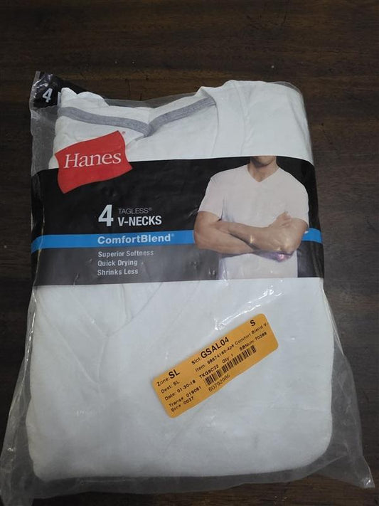 NWTD Hanes S Comfort Blend Tagless 4 Pk V Neck T shirts Undershirt White 124875