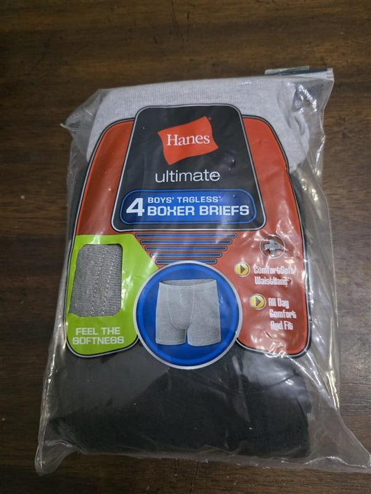 NWTD Hanes L Boy's Ultimate 4pr Boxer Briefs Underwear Tagless 124916