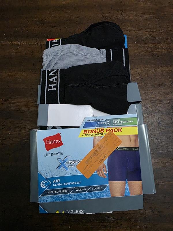NWTD Hanes M X-Temp 3pr Boxer Briefs Underwear Tagless 124923