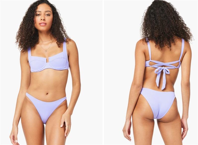 NWOT L*Space XS Camacho Classic Bikini Swim Bottom Shimmer Purple 124945