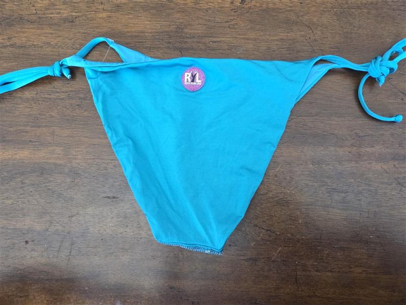 NWOT Rock Your Legs M Sequin Blue Silver Swim Tie Side Bikini Bottom 124958