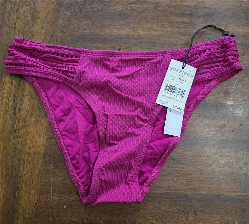 NWT Robin Piccone Perla M Textured Bikini Swim Bottom Orchid 124962