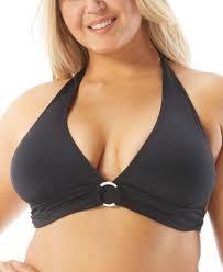 NWT Michael Kors 18W Plus Size Logo Ring Halter Bikini Top Swimsuit 124964