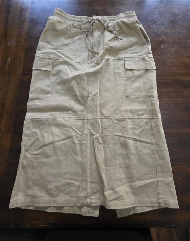 NWT Bailey Rose S Elastic Waist Tie Cargo midi skirt Beige 124985