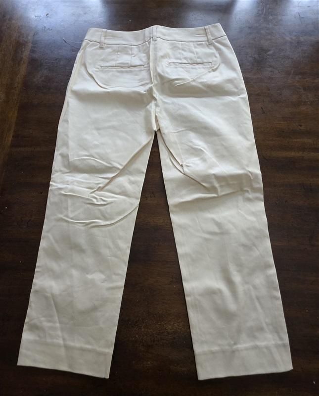 NWOTD White House Black Market 6 Pants Ivory Straight Crop Perfect Form 124993