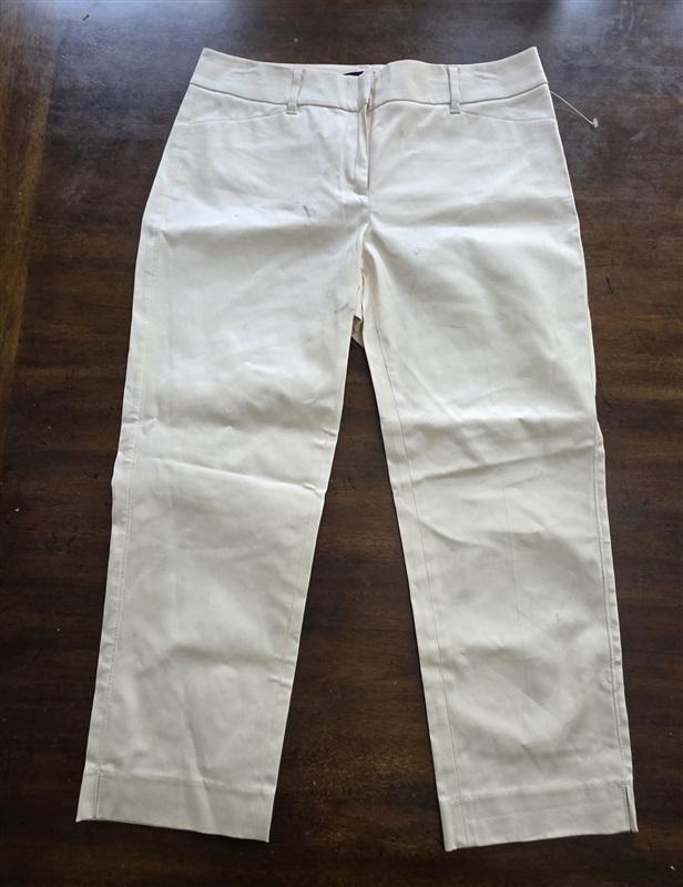 NWOTD White House Black Market 6 Pants Ivory Straight Crop Perfect Form 124993