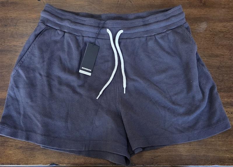 NWT Monrow XL Ex Boyfriend Waffle Knit Gray Shorts 124994