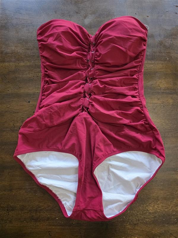 NWOTD Profile Gottex 10 Bandeau Lace-Up Tummy-Control 1PC Swimsuit 125003