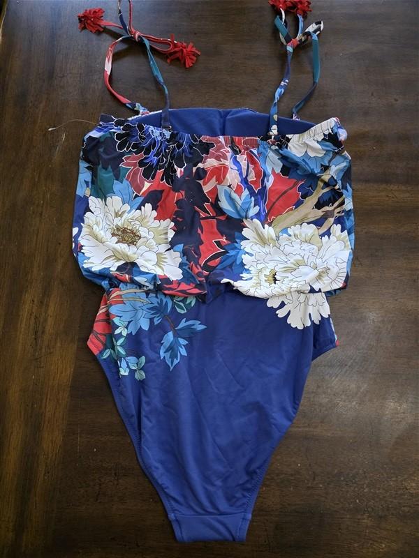 NWT Johnny Was S Chrysanthemum Floral Blouson 1 Pc Bandeau Swimsuit 125004