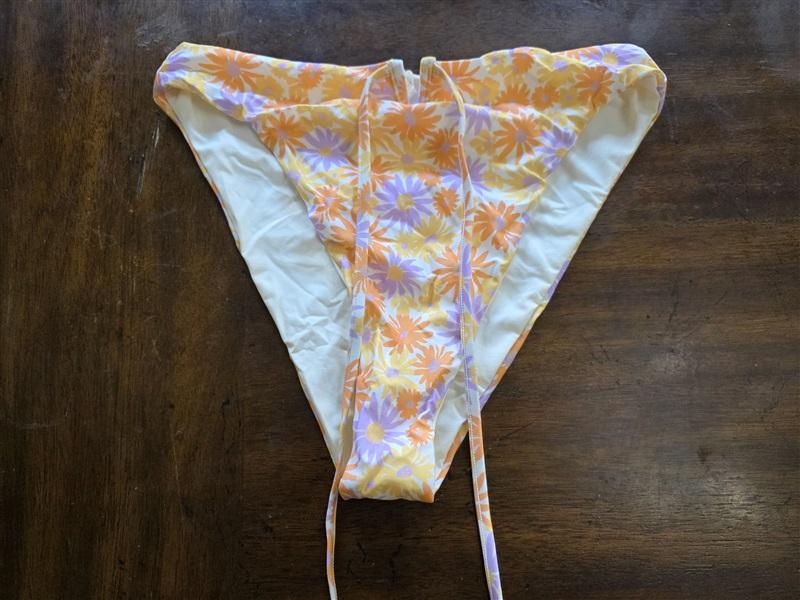 NWOT L*Space M Joy Wrap Around Bikini Bitsy Bottom Daisy Orange Purple 125006