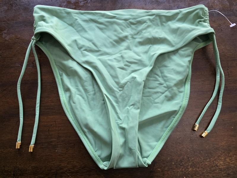NWT PIlyq S AGA Green High Cut Ruched Bikini Swim Bottom 125008