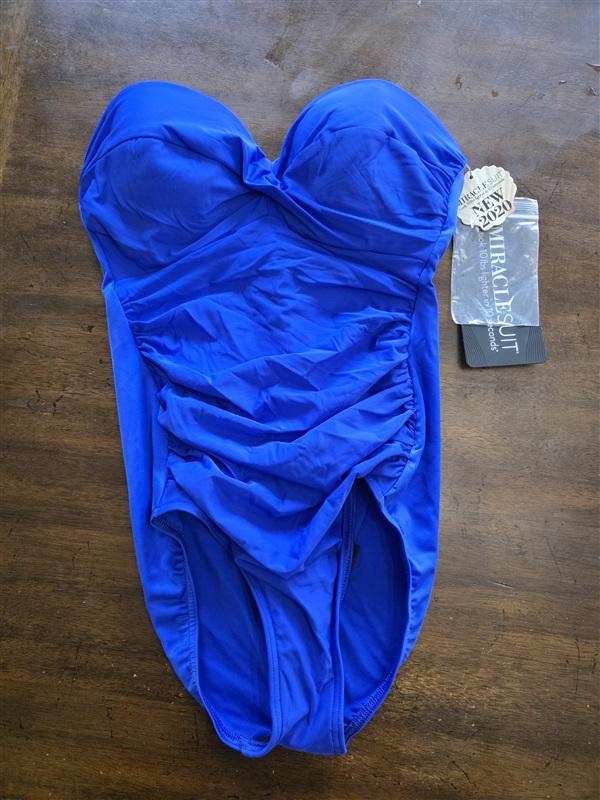 NWT Soma Miraclesuit 8 Rock Solid Madrid Bandeau Swimsuit Blue 125019
