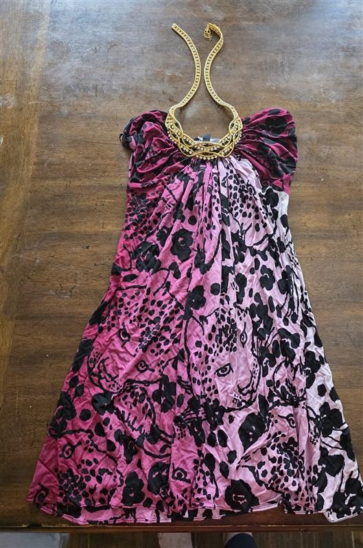NWOTD Sky M Chain Rhinestone Leopard Halter Deep V Neck Tunic Top 125030