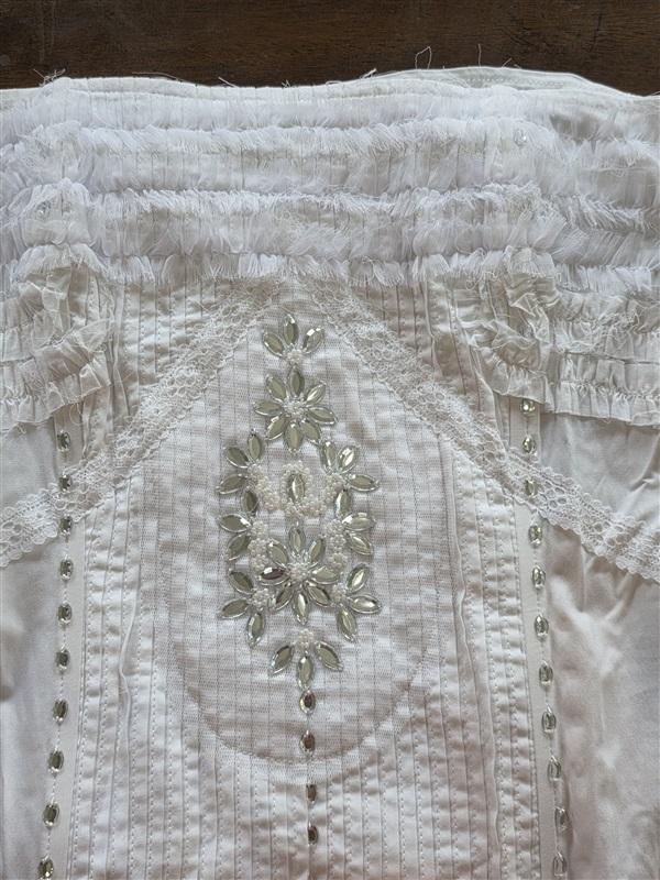 NWT Love Stitch M Rhinestone Pearl Lace Bustier Strapless Top 125036