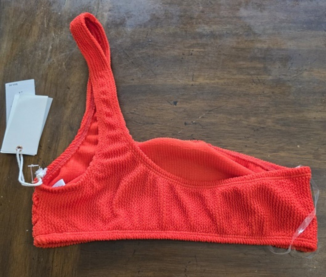 NWT Good American L/XL ALWAYS FITS 1 Shoulder BIKINI TOP Red 125041
