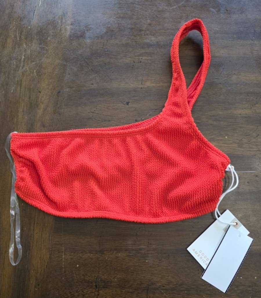 NWT Good American L/XL ALWAYS FITS 1 Shoulder BIKINI TOP Red 125041