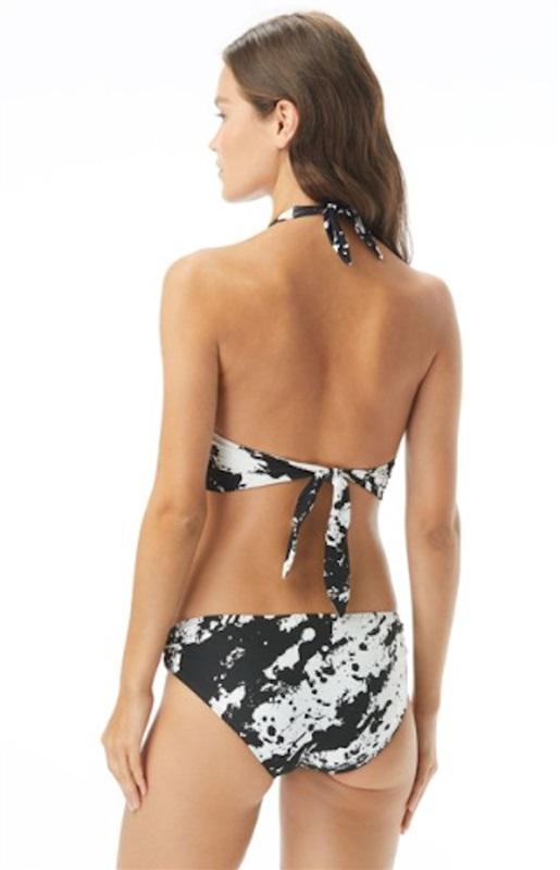 NWT Carmen Marc Valvo Splash Noir XS Halter Bikini Swim Top 125044