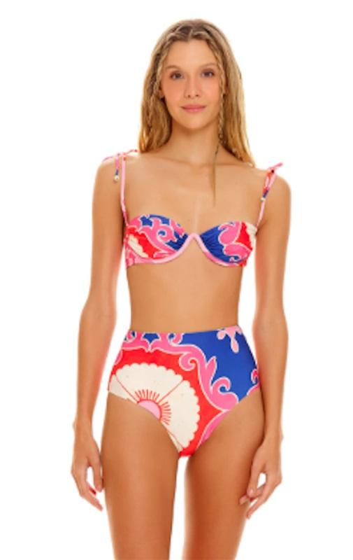 NWOT Agua Bendita S Donna Eames Pink Floral Underwire Bikini Top 125089