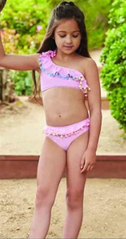 NWT Pilyq 16 Girls Swim Cabana Sun Yellow Pom Pom Bikini Set 125128