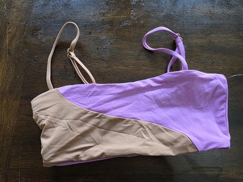 NWT L*Space Ari XS Color Block Purple Tan Bikini Swim Top 125145