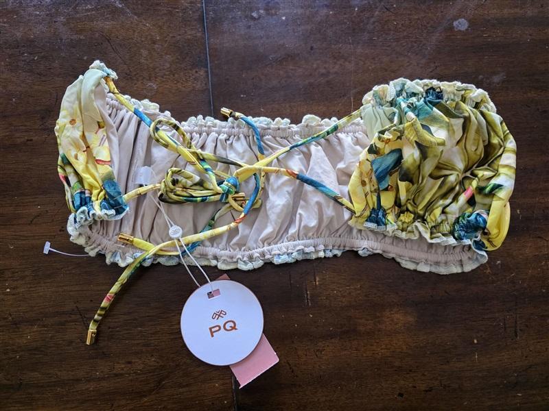 NWT Pilyq Amanda Stanton M OSS Remi Ruched Bandeau Bikini Swim Top 125172
