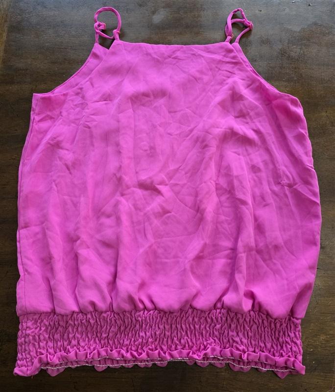 NWOT Krisa S V Neck Elastic Hem Hot Pink Tank Top 125187