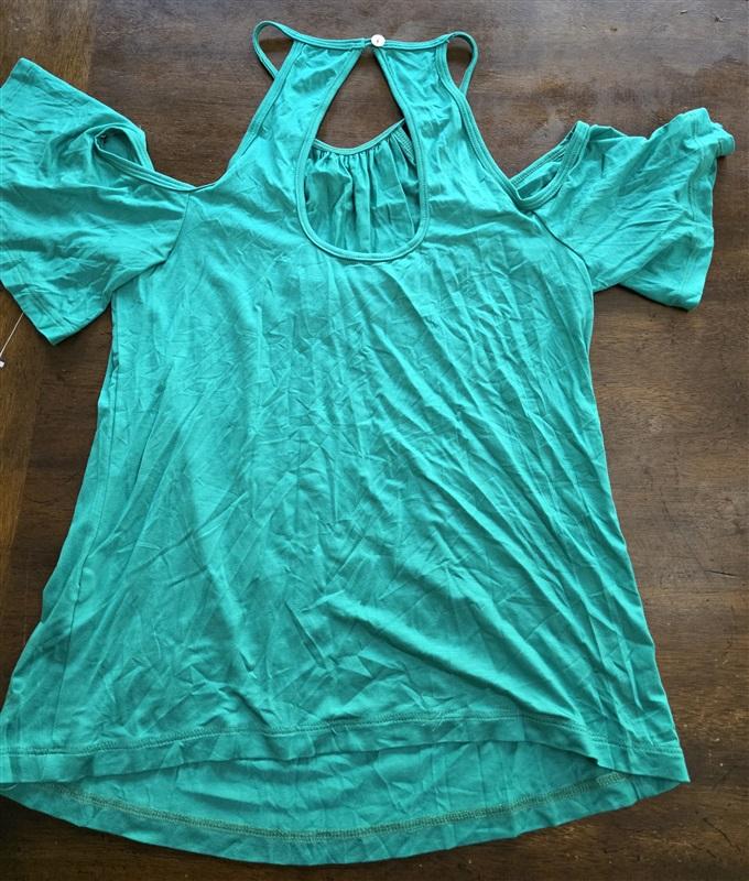 NWOT Trina Turk S Emerald Green Flutter Cold Shoulder T Shirt 125194