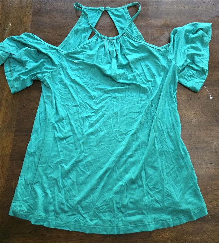 NWOT Trina Turk S Emerald Green Flutter Cold Shoulder T Shirt 125194