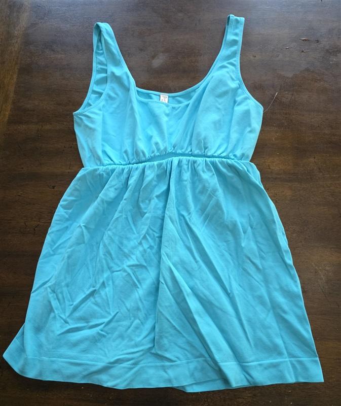 NWOT Last Tango M/L Ruched Baby Doll Tank Top Turquoise Blue 125198