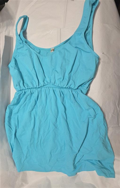 NWOT Last Tango M/L Ruched Baby Doll Tank Top Turquoise Blue 125198