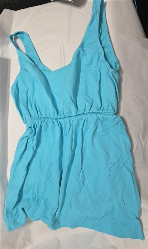 NWOT Last Tango M/L Ruched Baby Doll Tank Top Turquoise Blue 125198