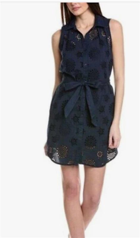 NWOT Michael Stars XS Bernadette Button Shirt Dress Eyelet 125200