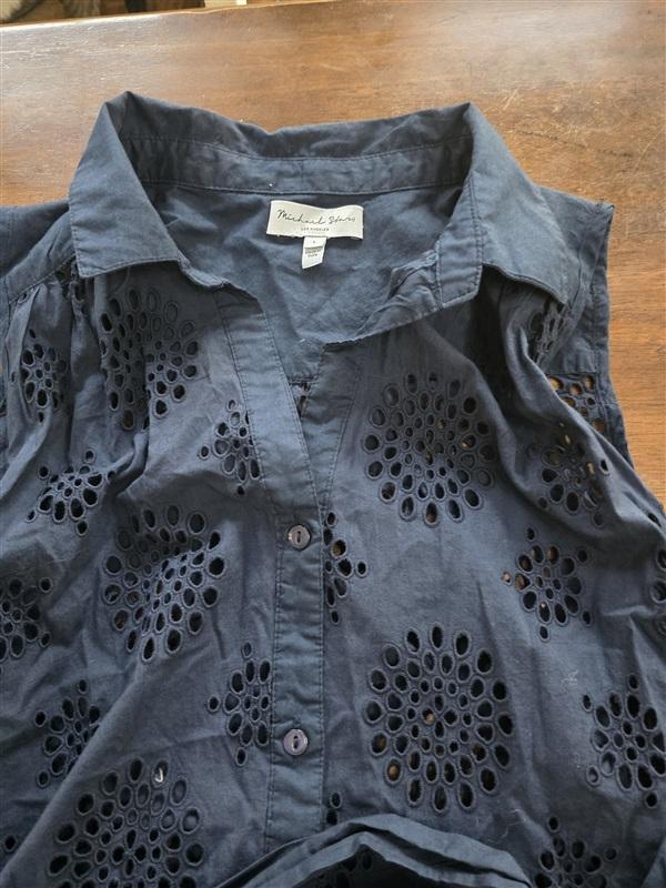NWOT Michael Stars XS Bernadette Button Shirt Dress Eyelet 125200