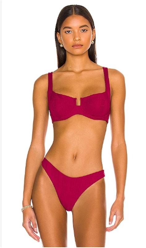 NWOT L*Space XS Cabernet Camellia Wine Bikini Swim Bottom 125218
